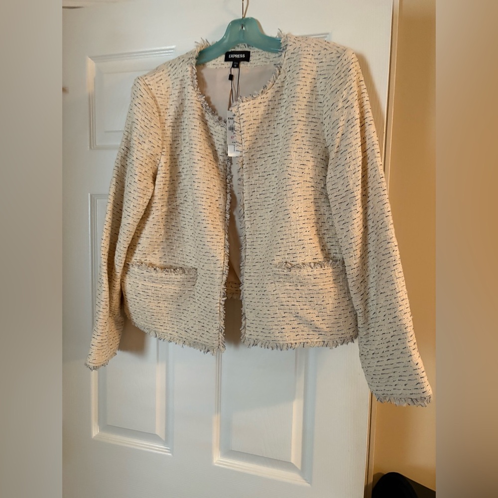 Express Cream Textured Blazer